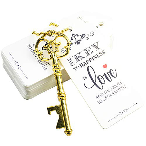 Rustic Wedding and Baby Shower Decorations with Escort Tag Card Souvenir Gifts for Vintage Party Favors Skeleton Key Bottle Opener Antique Gold OurWarm Wedding Party Favors for Guests